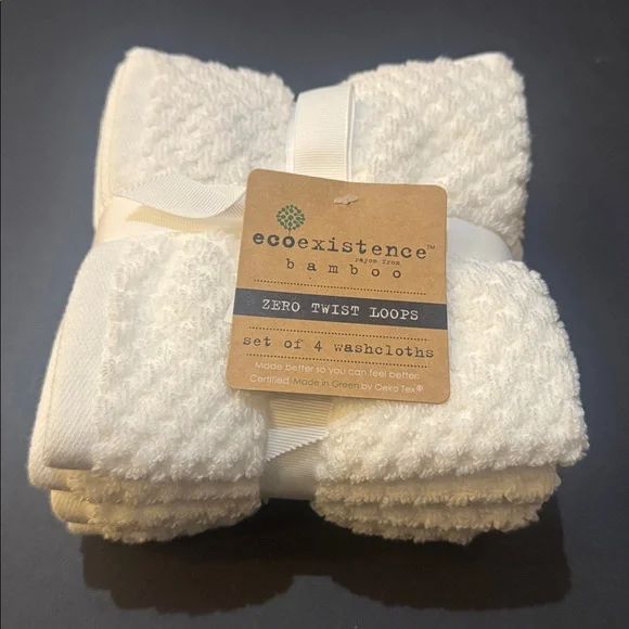 8pc Ecoexistence Bamboo Zero Twist Loops Bath Towel Set - White